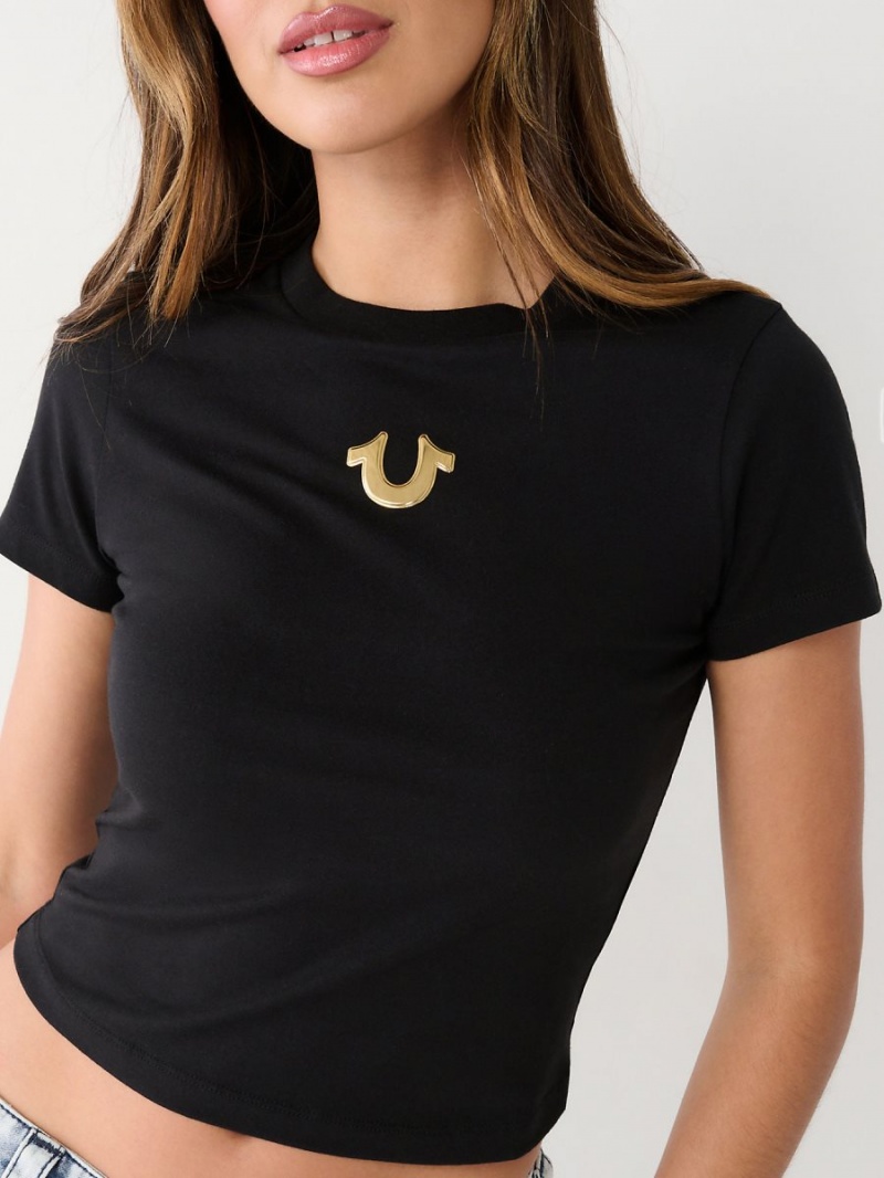 Black True Religion Horseshoe Baby T Shirts | 8937-HEKCW