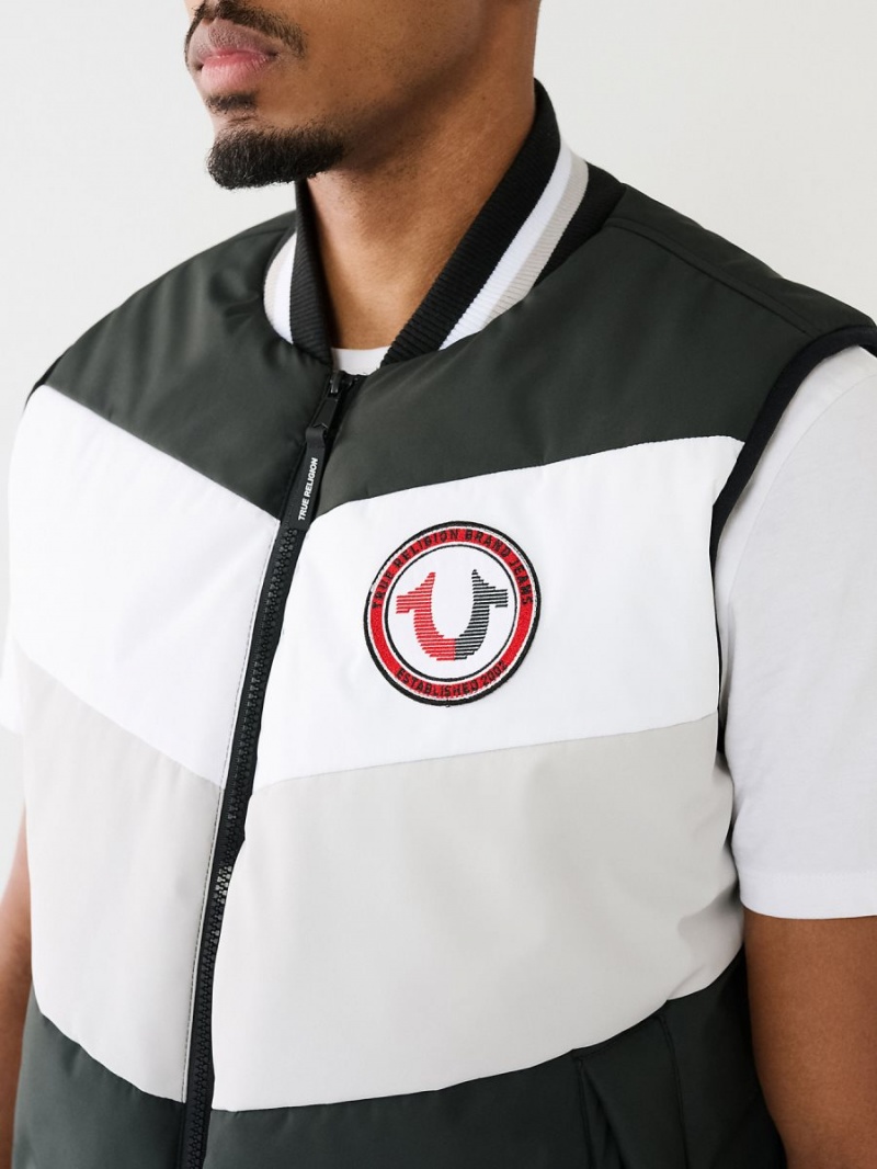 Black True Religion Hs Logo Chevron Puffer Vest | 6137-NRQCF