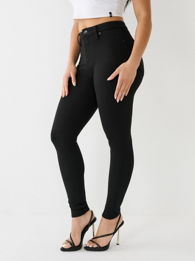 Black True Religion Jennie Ponte High Rise Curvy Skinny Pants | 6254-XLSTB