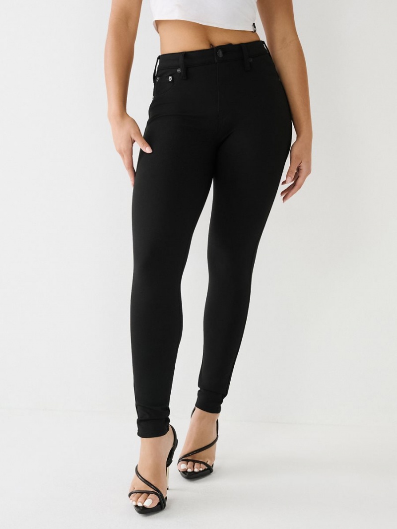 Black True Religion Jennie Ponte High Rise Curvy Skinny Pants | 6254-XLSTB