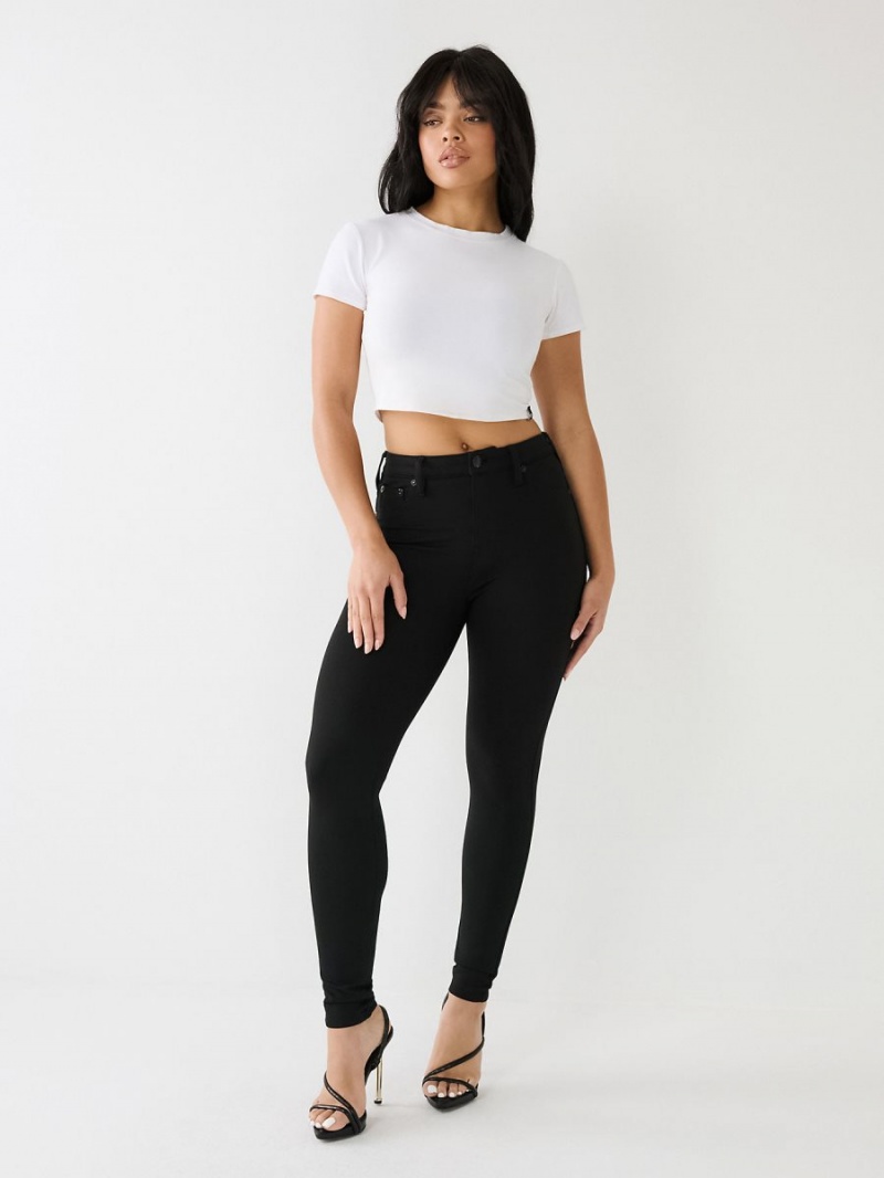 Black True Religion Jennie Ponte High Rise Curvy Skinny Pants | 6254-XLSTB