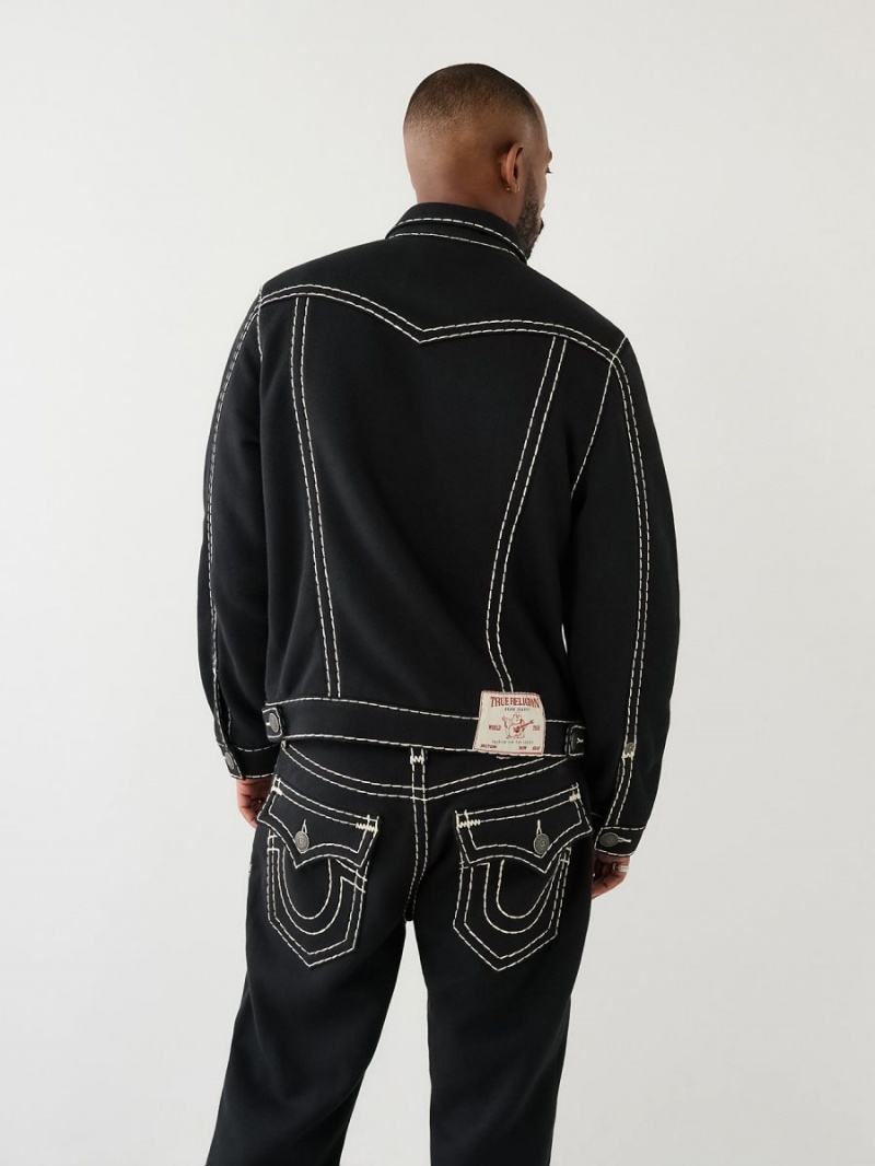 Black True Religion Jimmy Fleece Super T Jacket | 0142-PAFIW