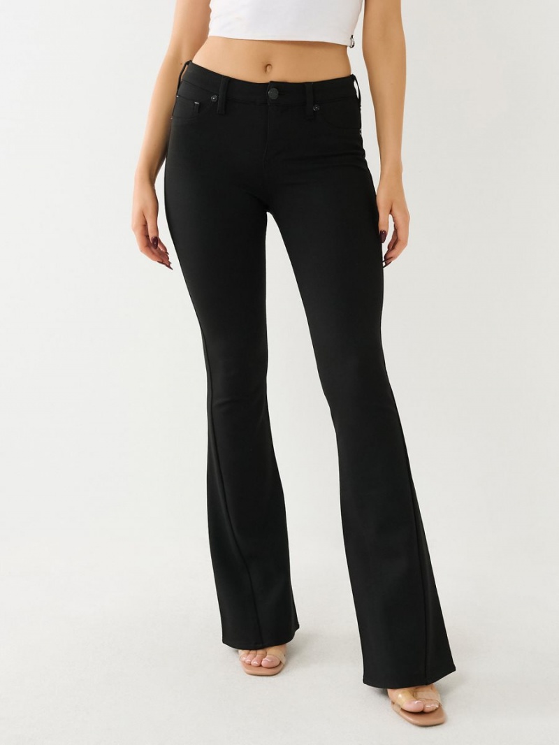 Black True Religion Joey Ponte Mid Rise Curvey Flare Pants | 5348-CLVIH