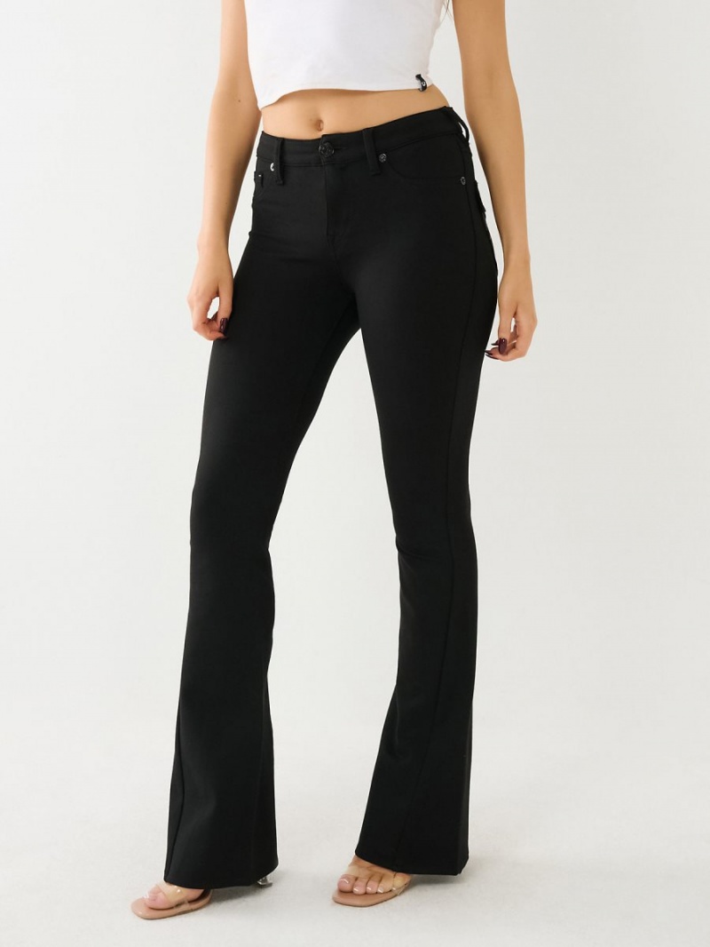 Black True Religion Joey Ponte Mid Rise Curvey Flare Pants | 5348-CLVIH