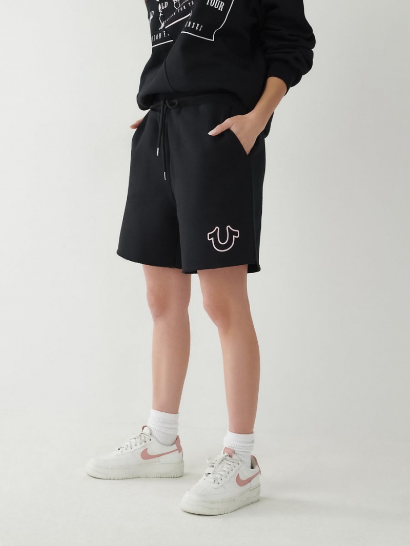 Black True Religion Logo Gym Shorts | 1790-EMRFU