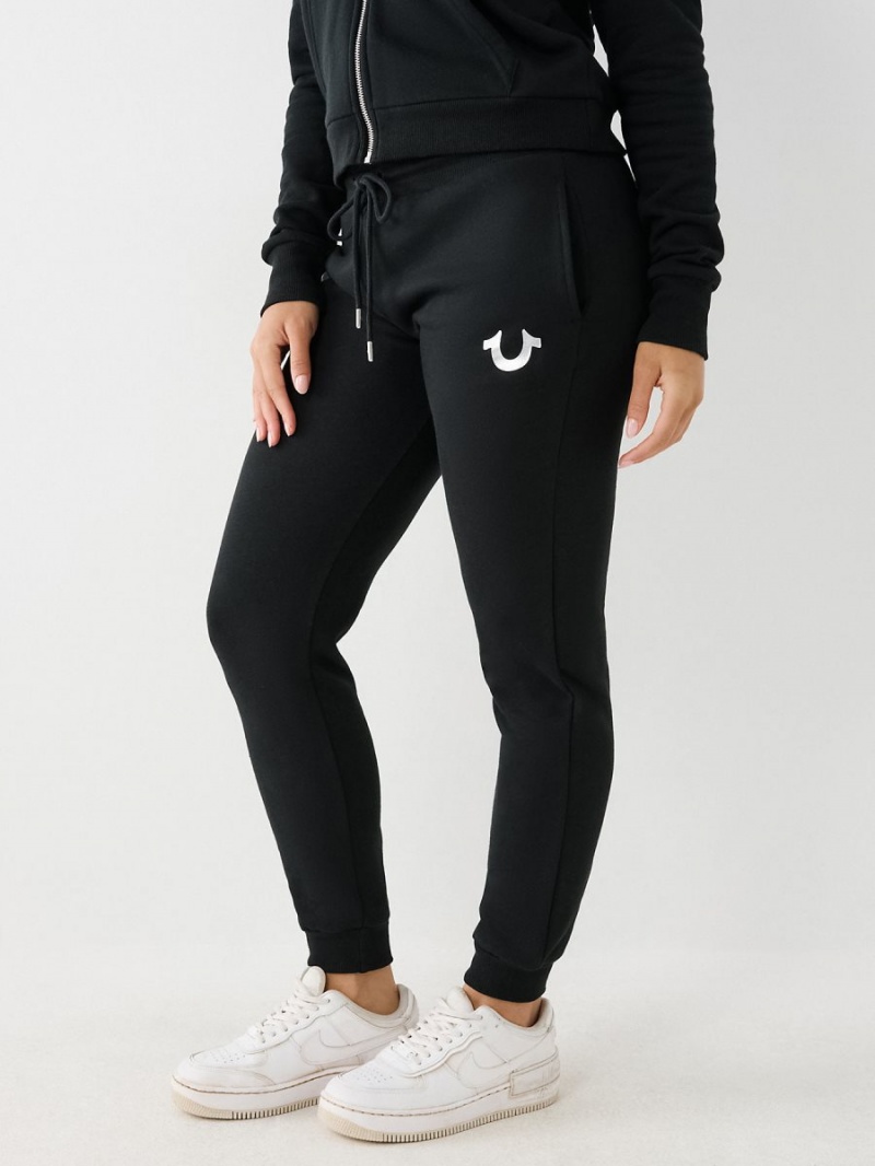 Black True Religion Logo Jogger | 1647-AUJZS