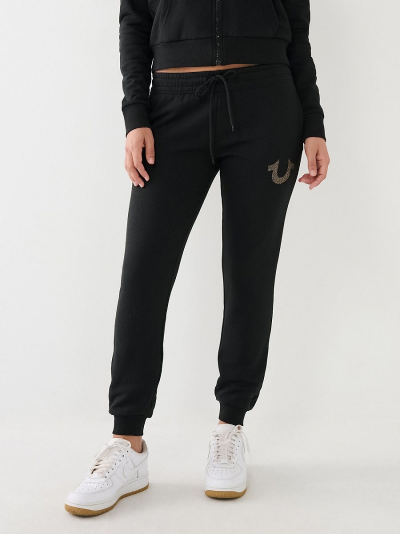 Black True Religion Logo Jogger | 1865-EBLUJ