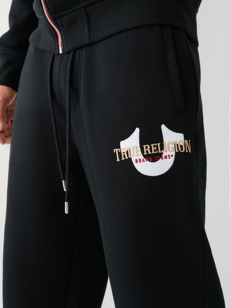 Black True Religion Logo Jogger | 2831-FLMAP