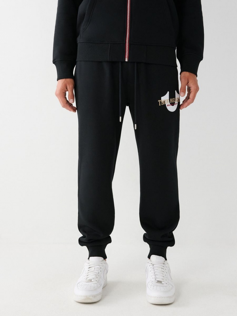 Black True Religion Logo Jogger | 2831-FLMAP