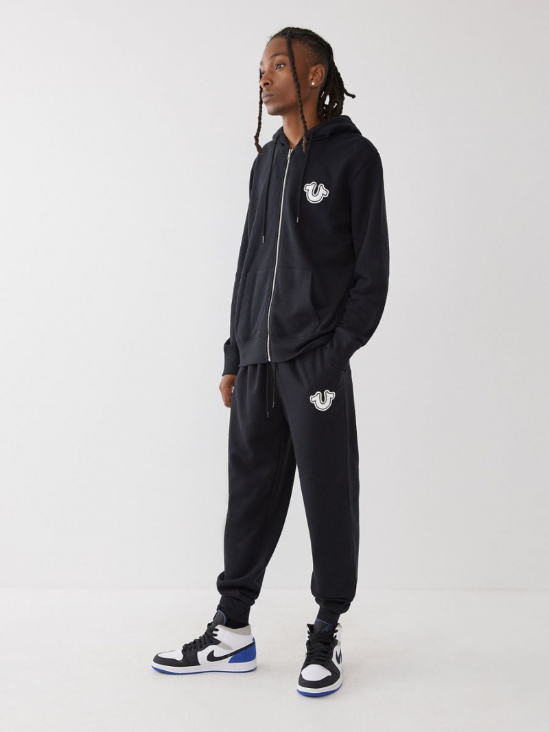 Black True Religion Logo Jogger | 4129-MRFIH