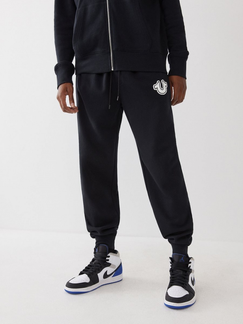 Black True Religion Logo Jogger | 4129-MRFIH