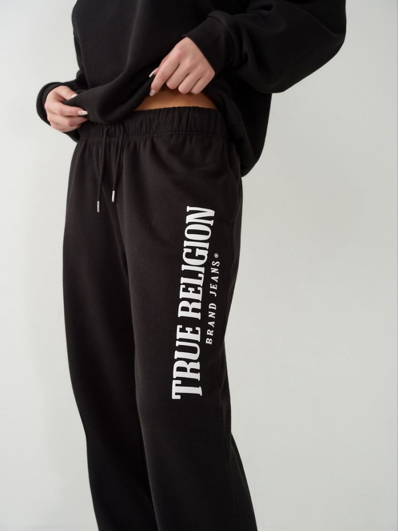 Black True Religion Logo Jogger | 5739-IXOCR