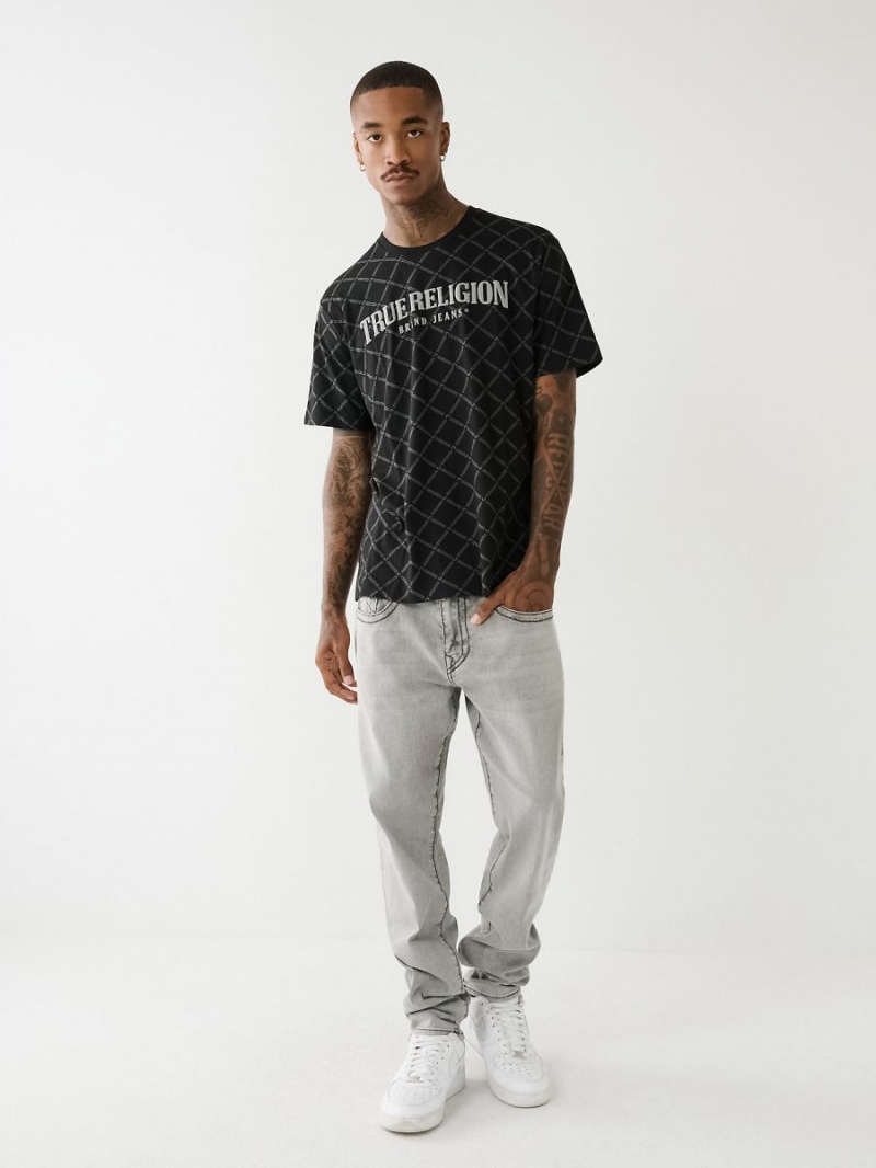 Black True Religion Logo Monogram T Shirts | 7516-OCZMF