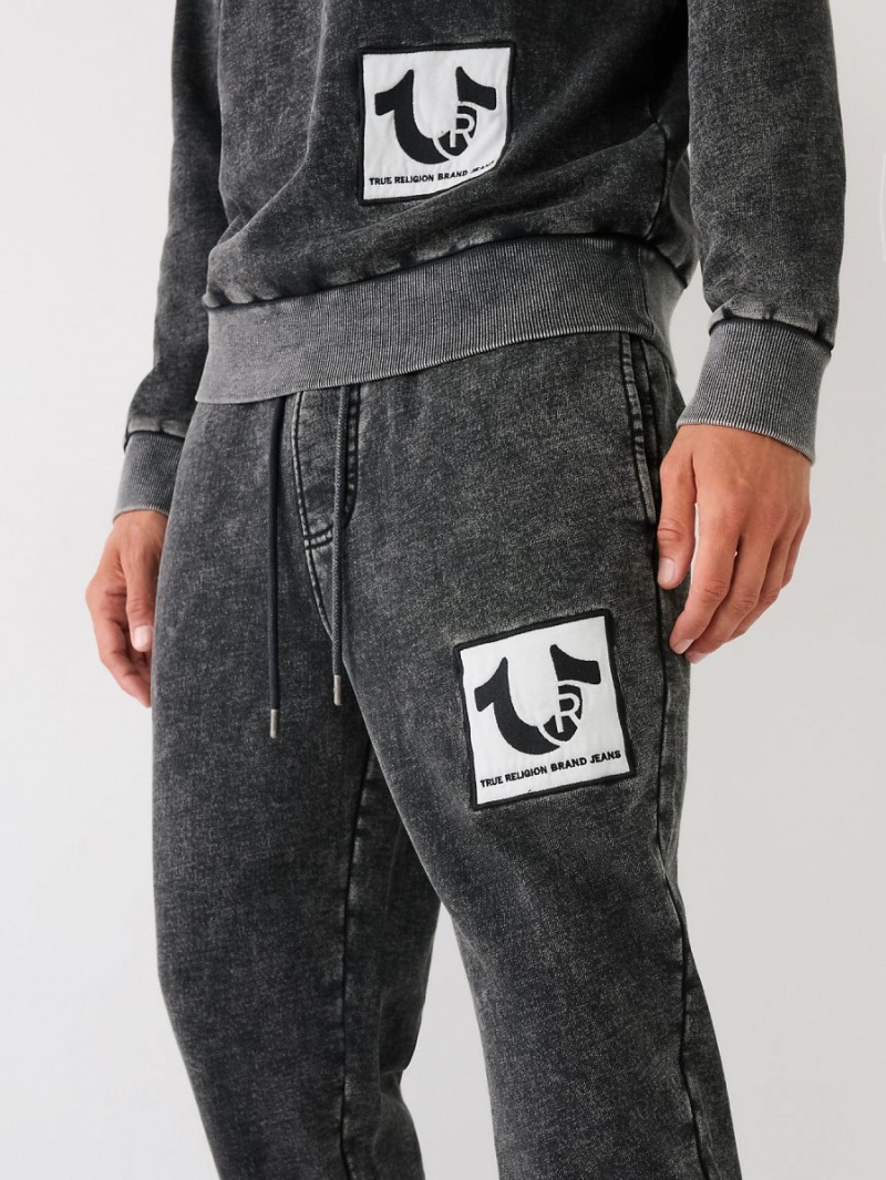 Black True Religion Logo Patch Jogger | 2543-WAOVX