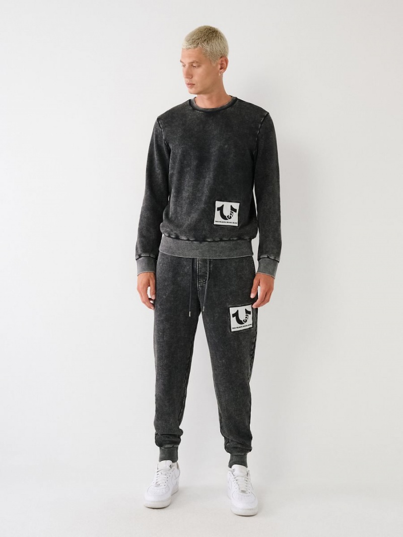 Black True Religion Logo Patch Jogger | 2543-WAOVX