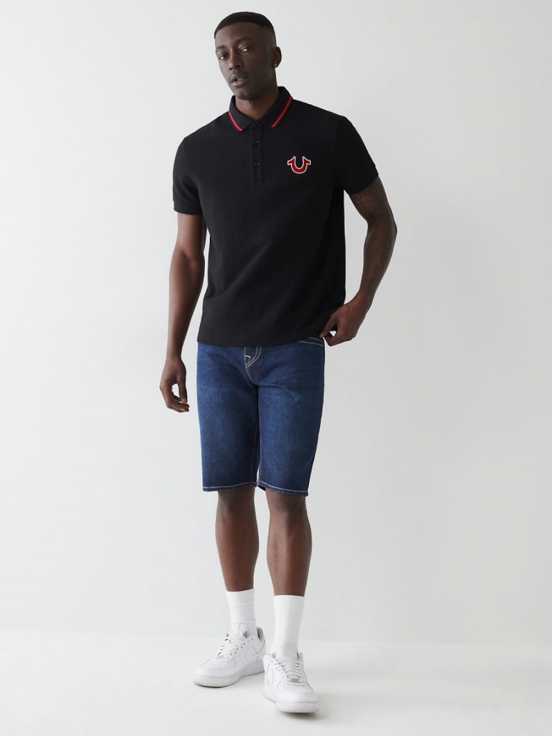 Black True Religion Logo Polo Shirts | 6809-XUHMC