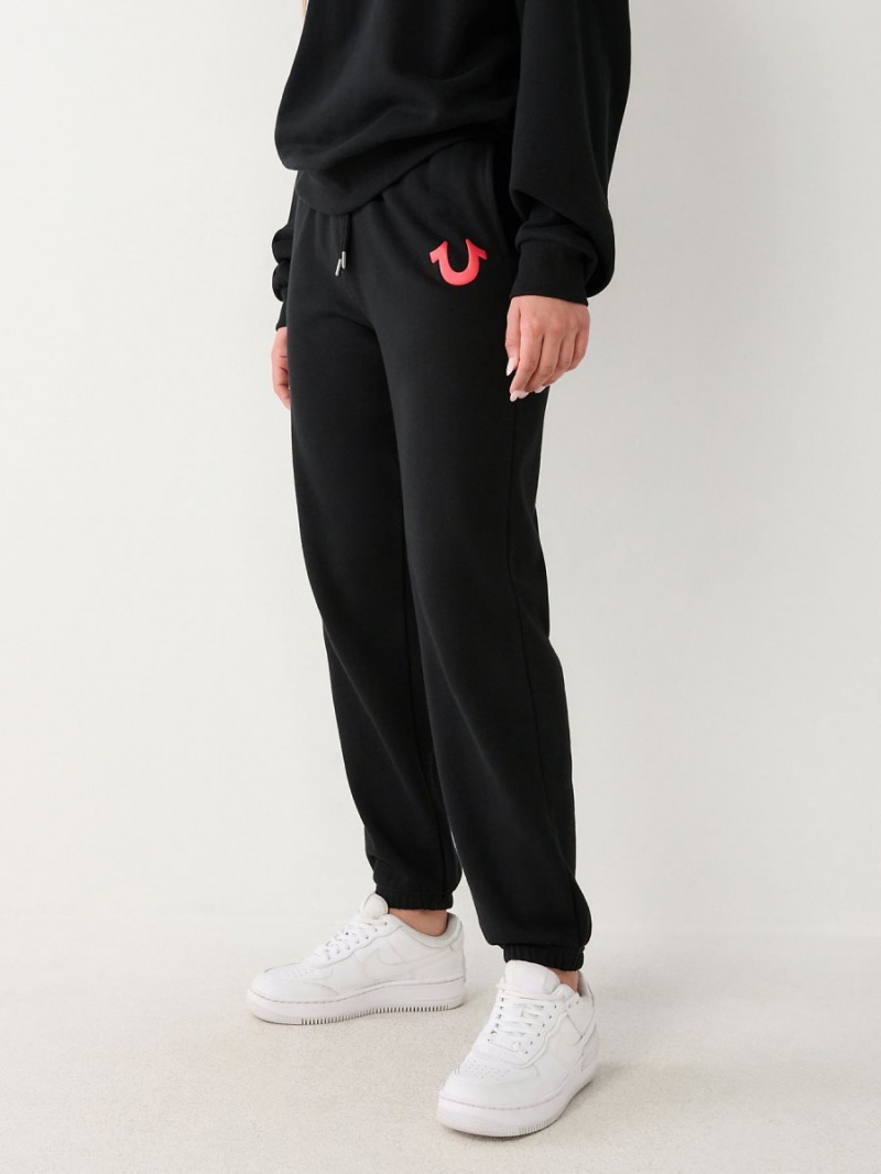 Black True Religion Logo Relaxed Jogger | 1495-VORMN