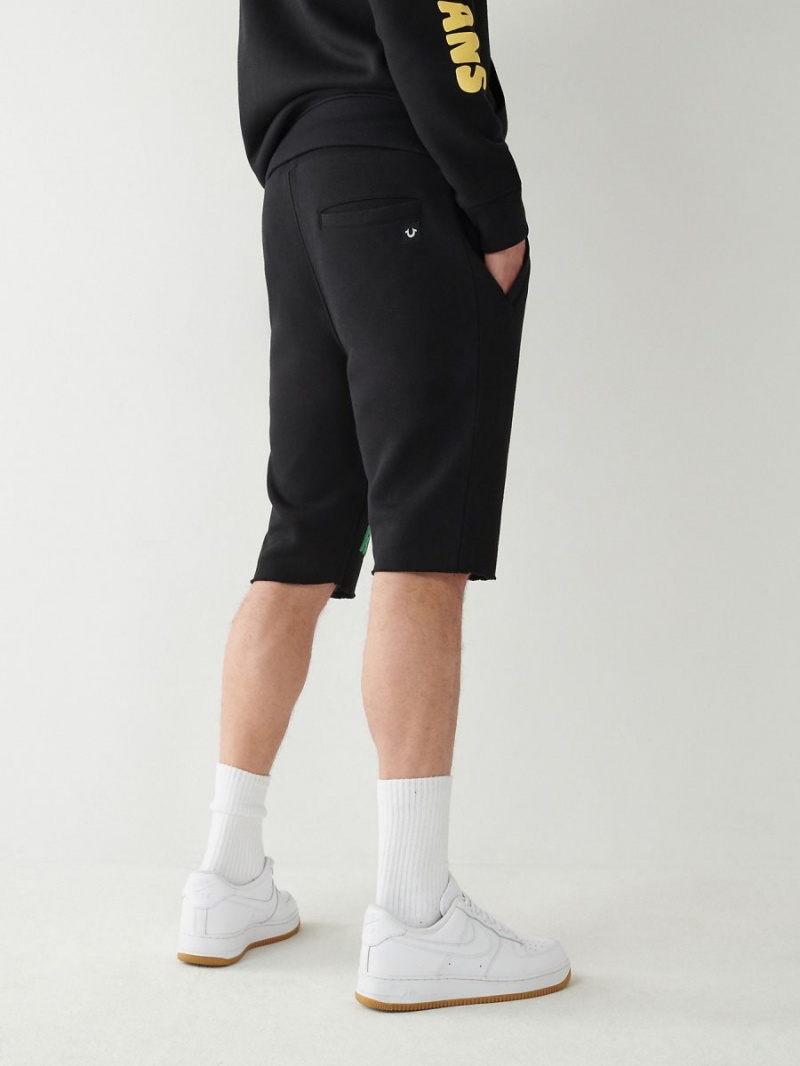 Black True Religion Logo Sweat Shorts | 7340-NVLSI