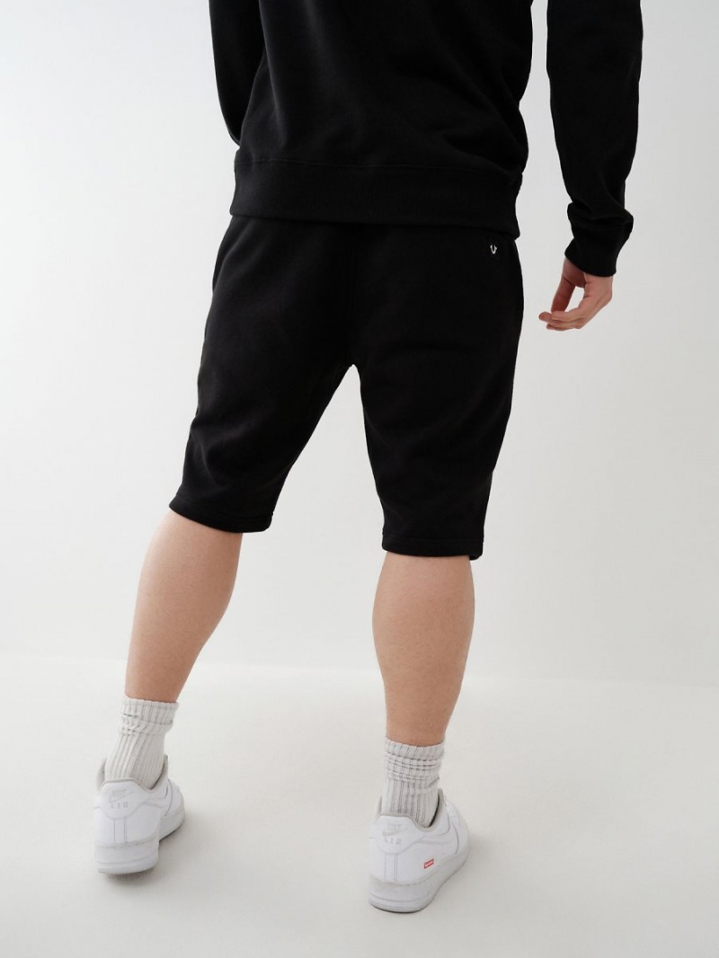 Black True Religion Logo Sweat Shorts | 8637-SPYFH