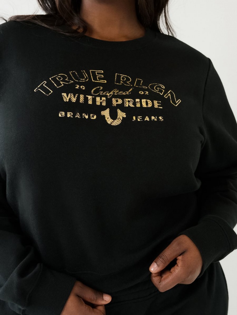 Black True Religion Logo Sweatshirt | 9741-QPUJT