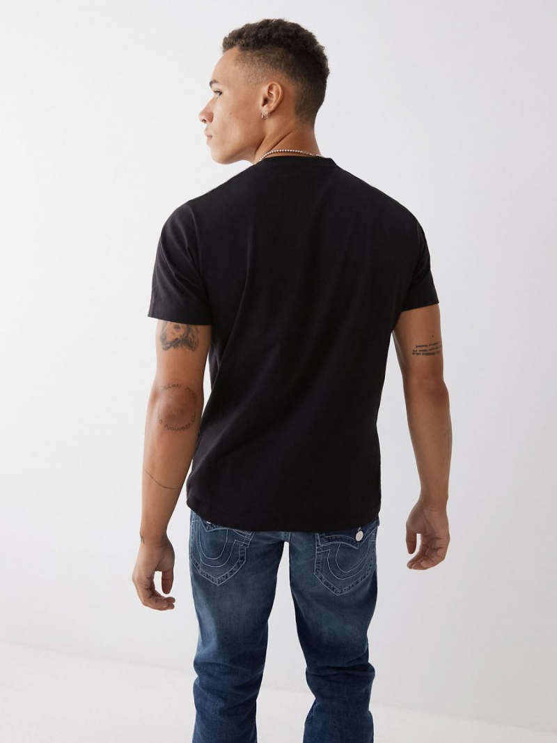 Black True Religion Logo T Shirts | 5903-DSICJ