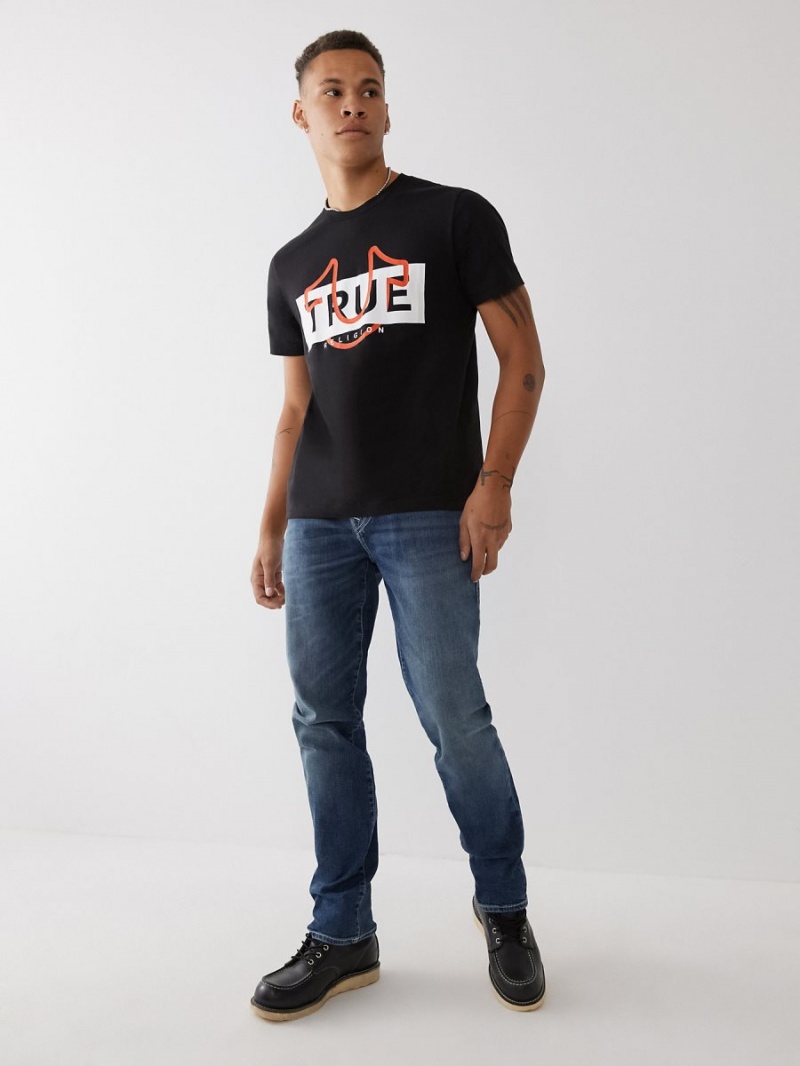 Black True Religion Logo T Shirts | 5903-DSICJ