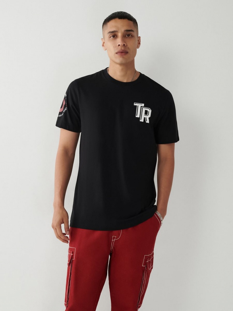 Black True Religion Logo T Shirts | 6125-MAIBO