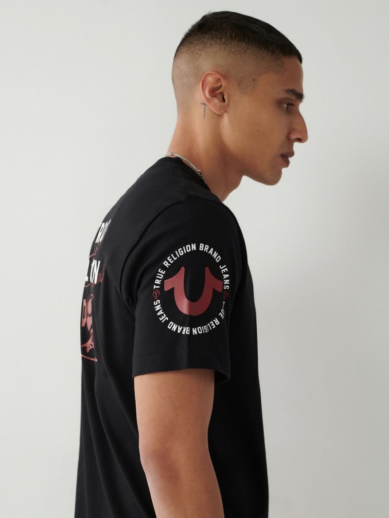 Black True Religion Logo T Shirts | 6125-MAIBO