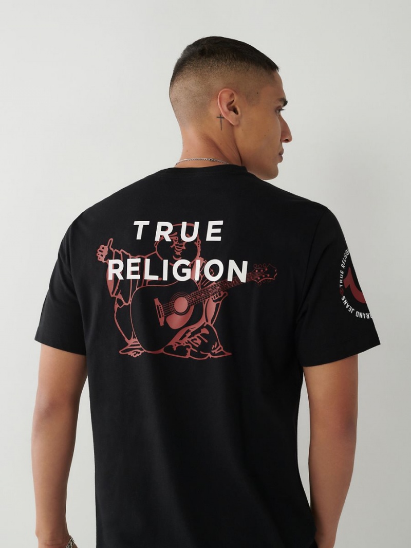 Black True Religion Logo T Shirts | 6125-MAIBO