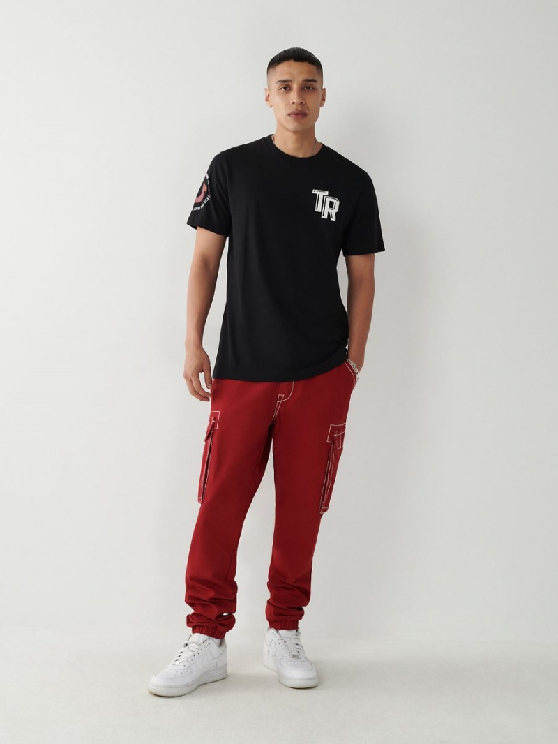 Black True Religion Logo T Shirts | 6125-MAIBO