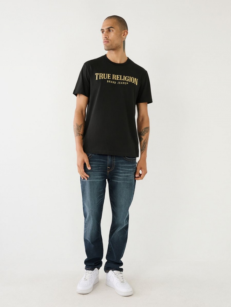 Black True Religion Logo T Shirts | 6204-HIGPM