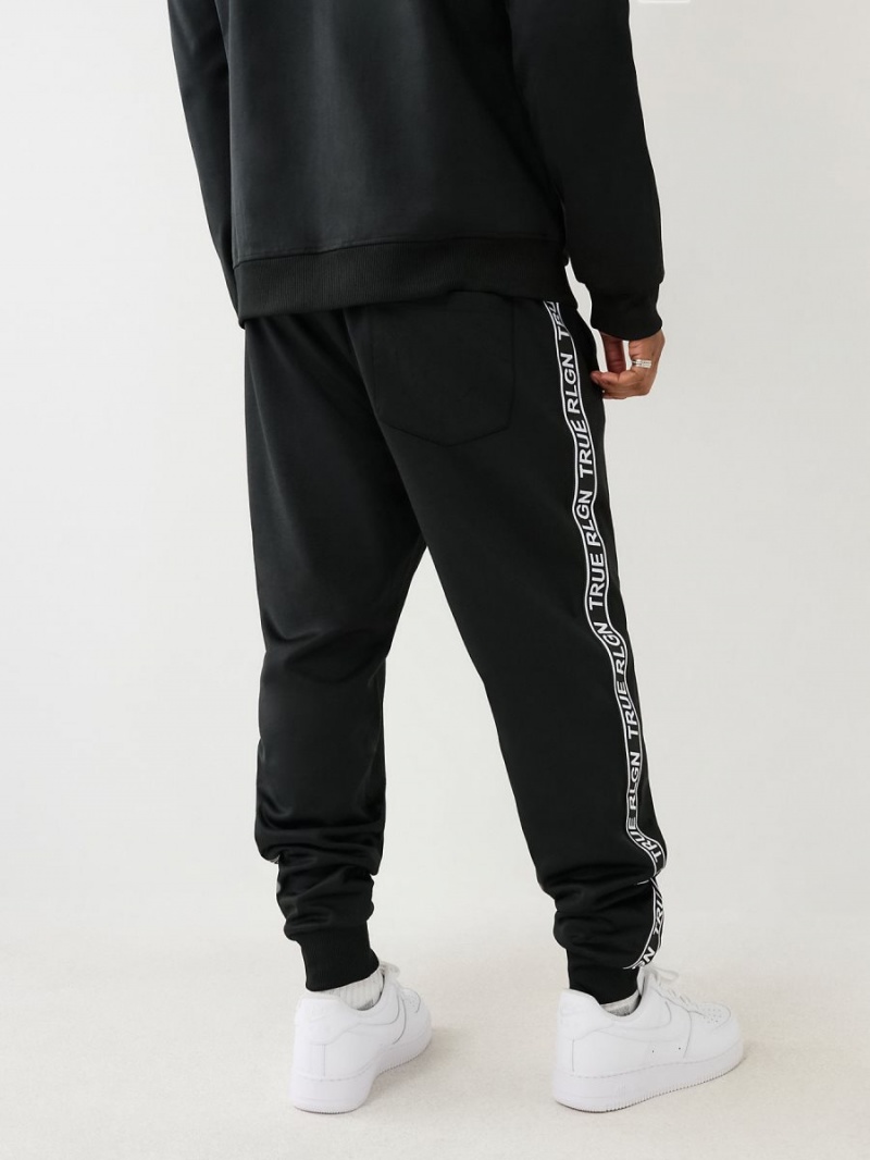 Black True Religion Logo Trim Track Jogger | 6157-YVNTE