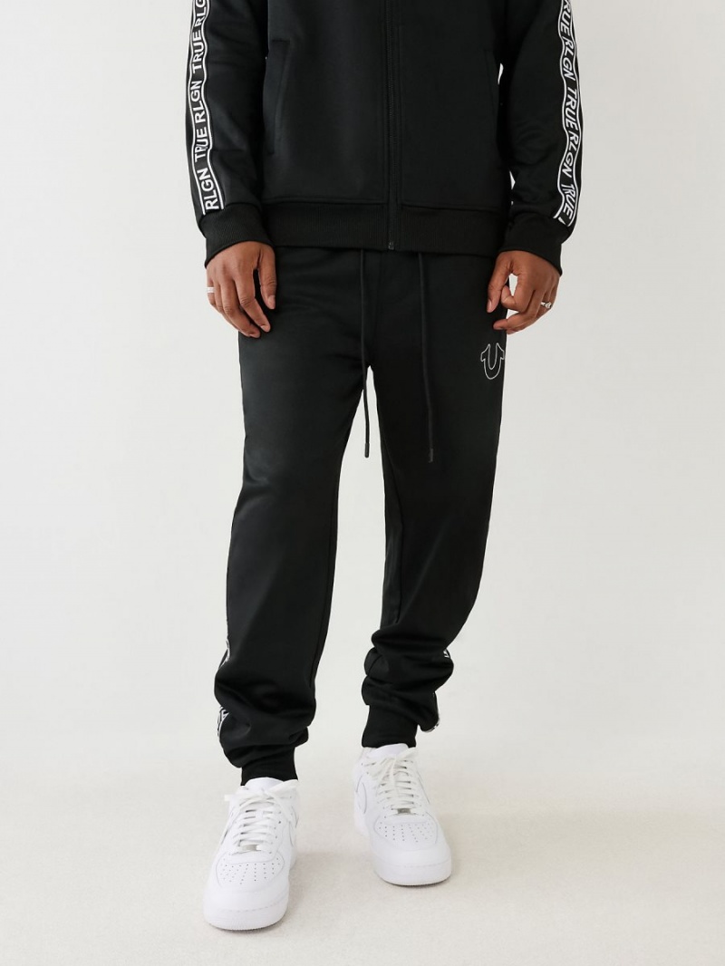 Black True Religion Logo Trim Track Jogger | 6157-YVNTE