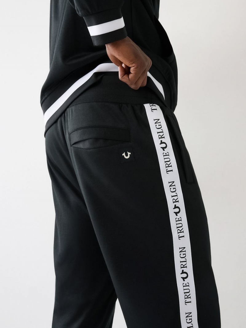 Black True Religion Logo Trim Track Pants | 0561-PHLOI