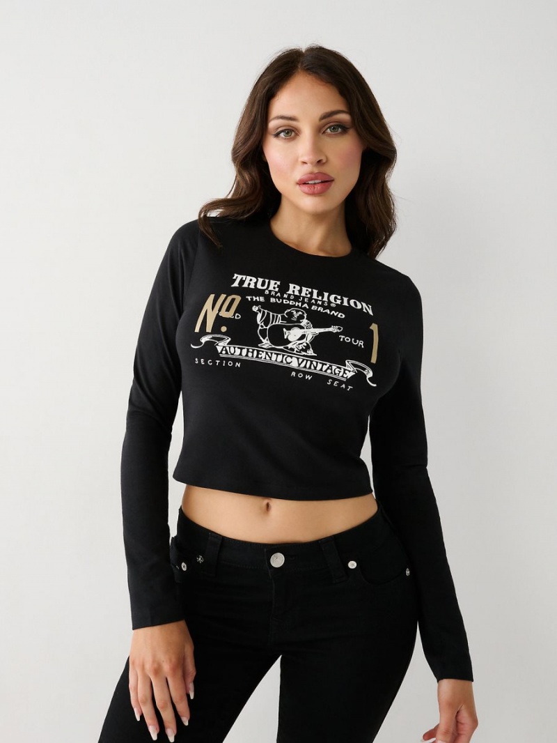 Black True Religion Long Sleeve Logo Baby T Shirts | 5801-QTIOM