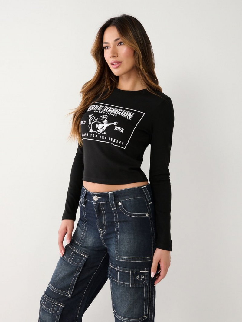 Black True Religion Long Sleeve Logo Baby T Shirts | 8076-BMGJS