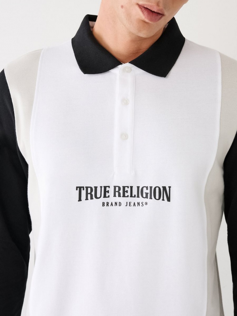 Black True Religion Long Sleeve Logo Polo Shirts | 9148-QYLGR