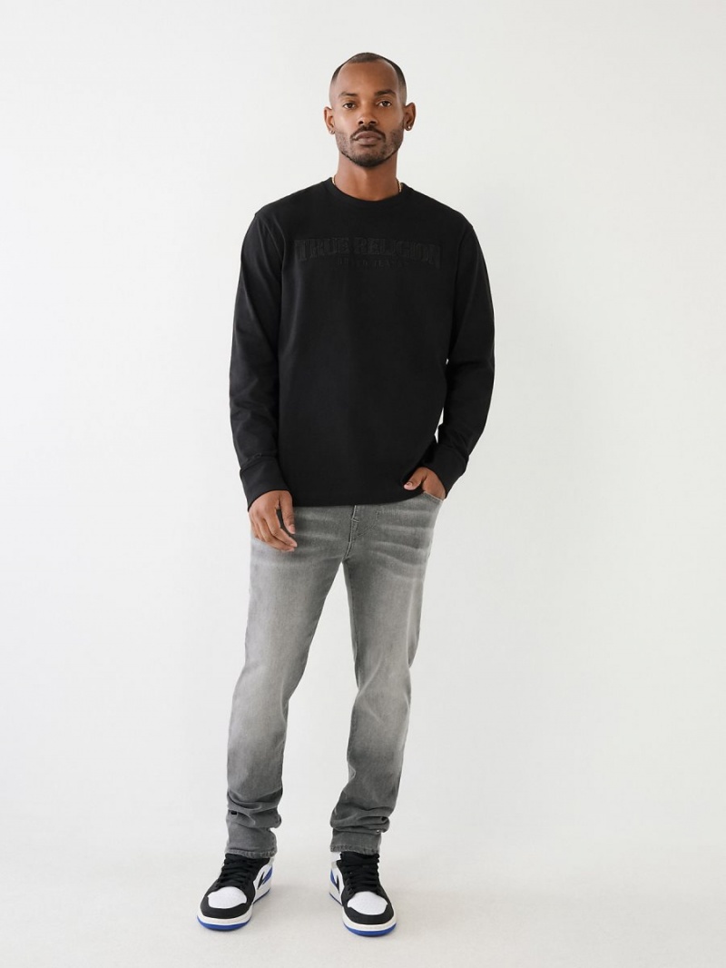 Black True Religion Long Sleeve Logo T Shirts | 3287-NXRWB