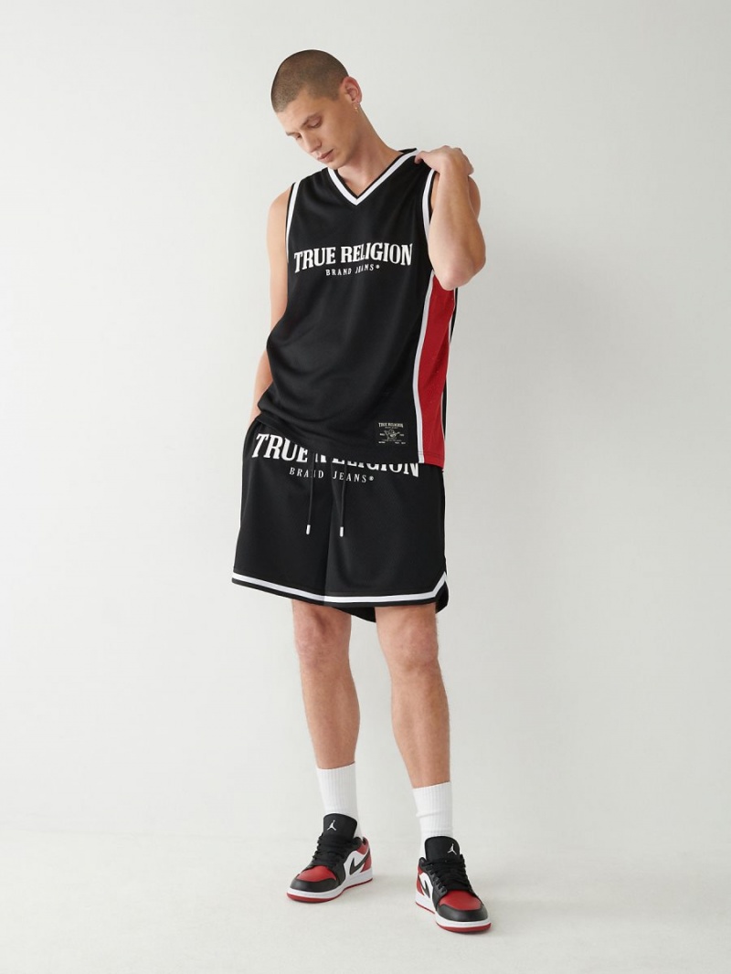 Black True Religion Mesh Jersey Tanks | 6274-NFAMB