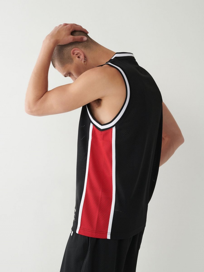 Black True Religion Mesh Jersey Tanks | 6274-NFAMB