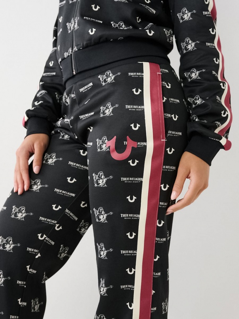 Black True Religion Monogram Track Pants | 2795-SNCHL