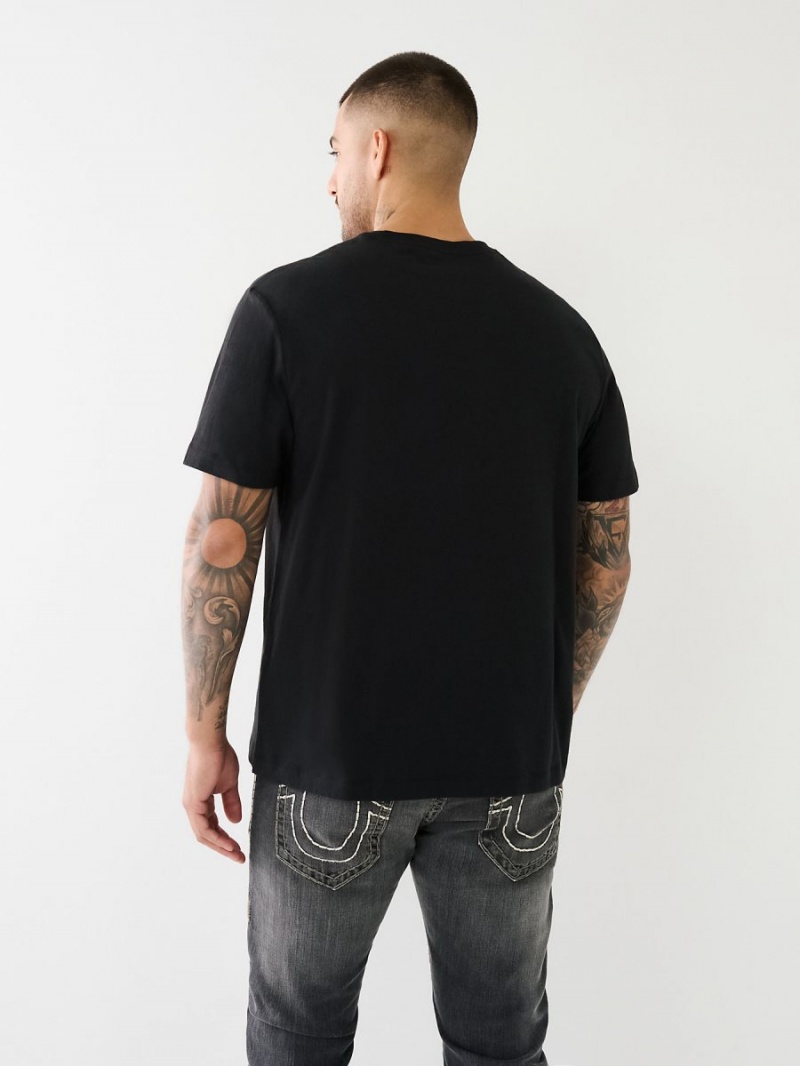 Black True Religion Mountain Graphic Relaxed T Shirts | 6738-SLTZG