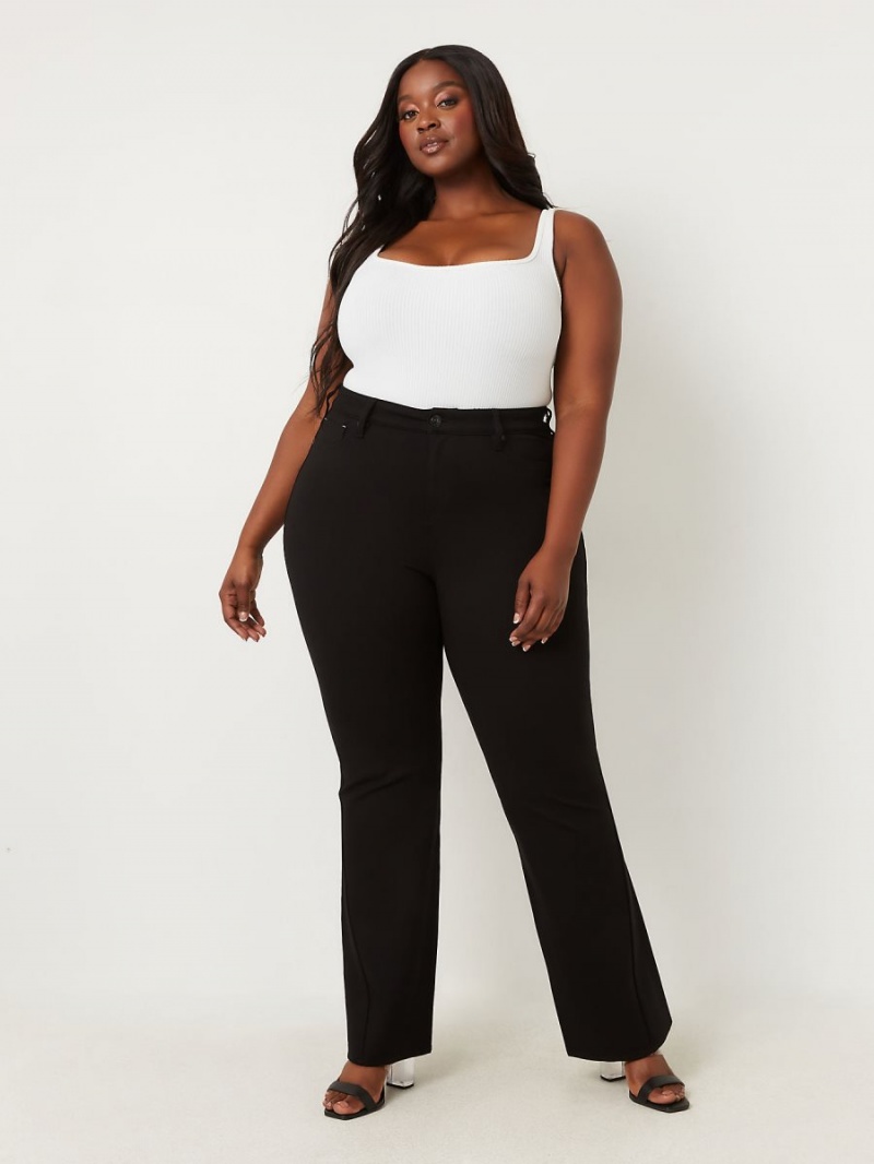 Black True Religion Plus Joey Ponte Curvy Flare Pants | 5480-TEQKM