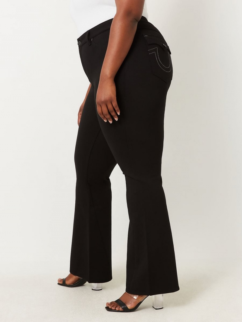 Black True Religion Plus Joey Ponte Curvy Flare Pants | 5480-TEQKM