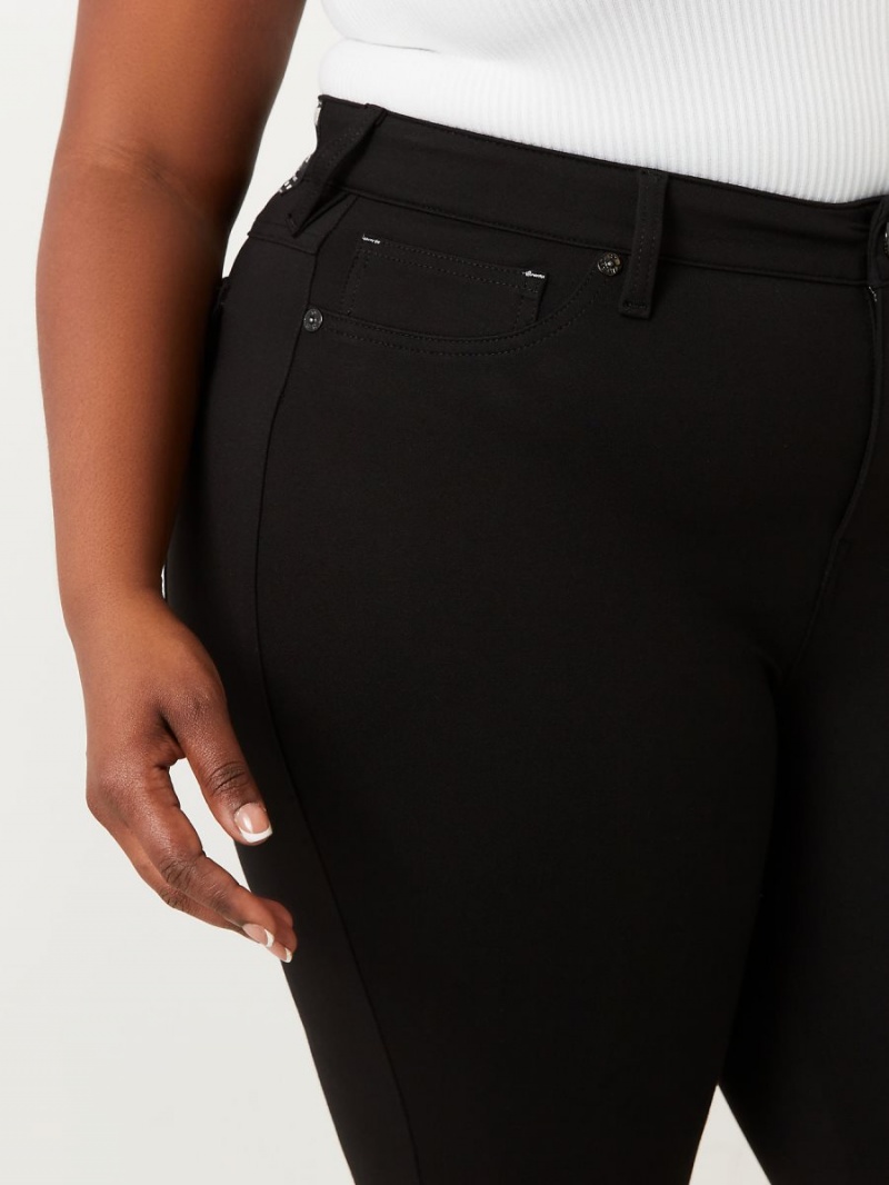 Black True Religion Plus Joey Ponte Curvy Flare Pants | 5480-TEQKM