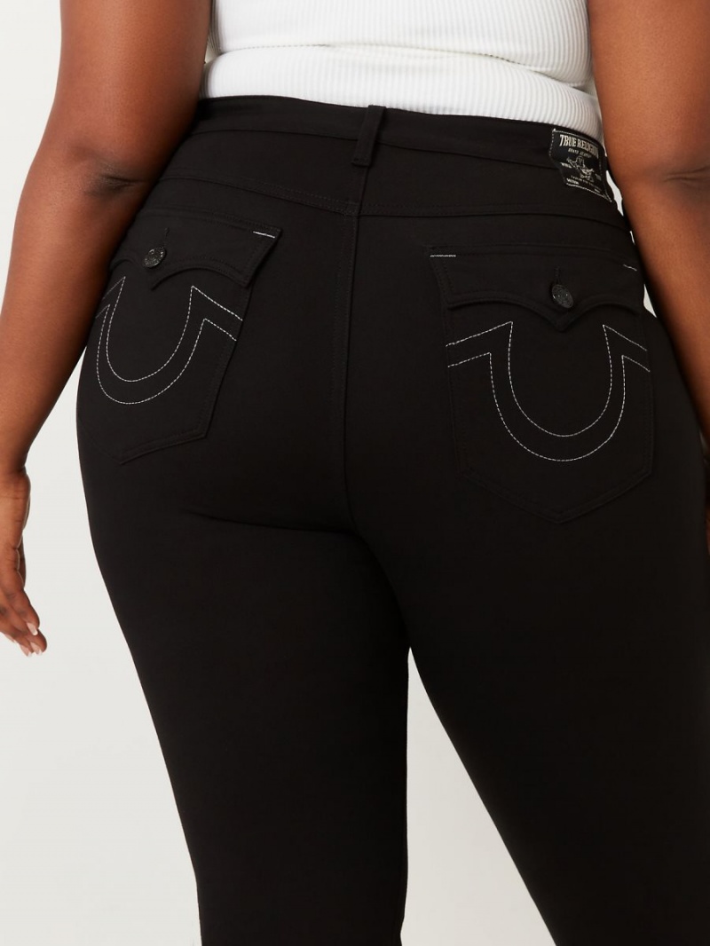 Black True Religion Plus Joey Ponte Curvy Flare Pants | 5480-TEQKM