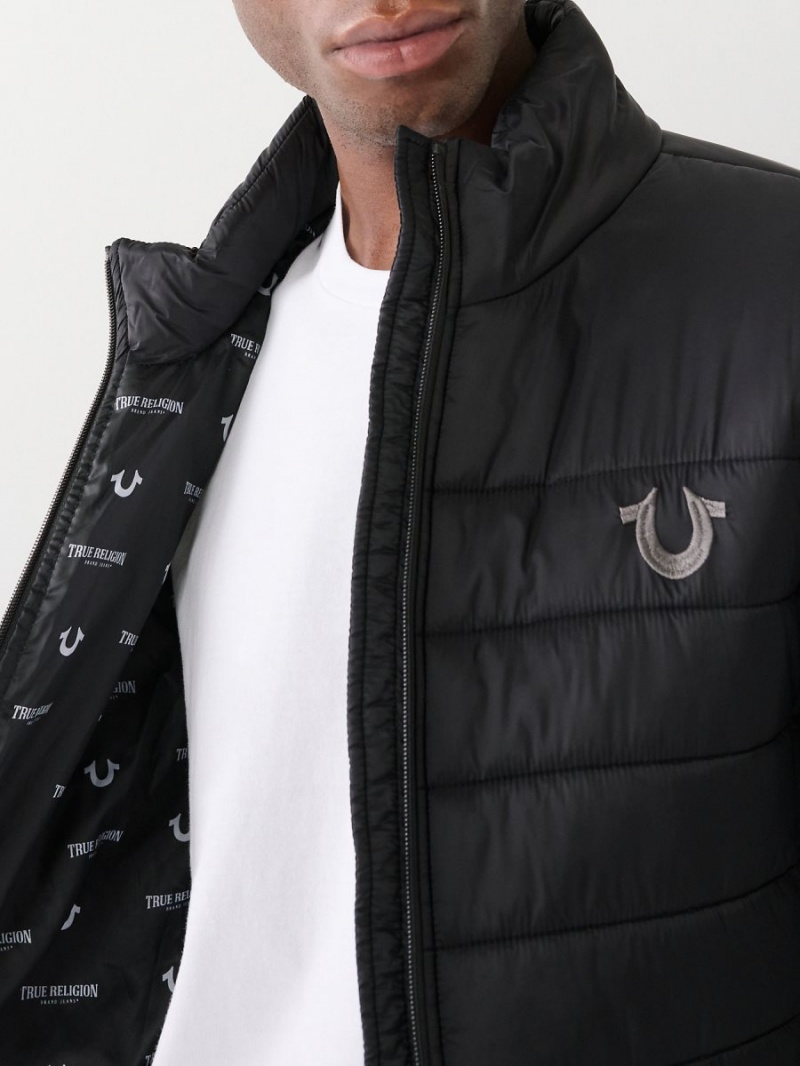 Black True Religion Puffer Jacket | 2150-GZVYM