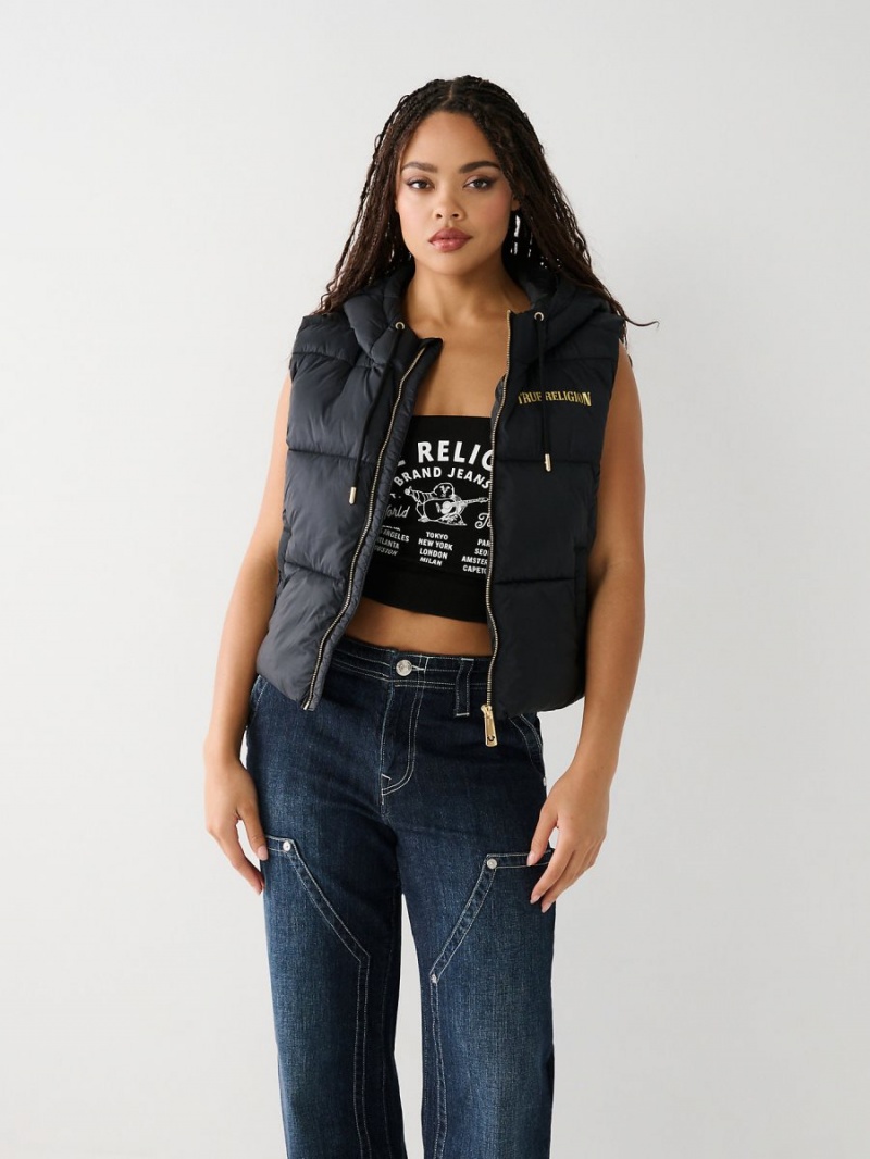 Black True Religion Puffer Vest | 2679-ROMGZ