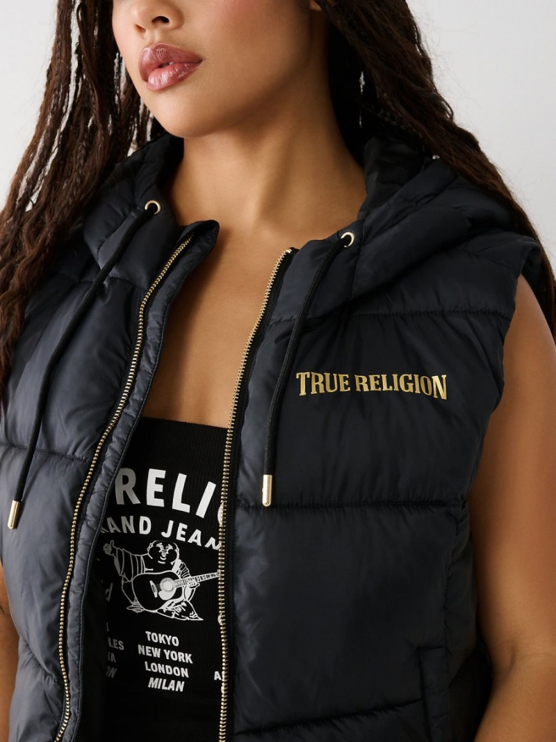 Black True Religion Puffer Vest | 2679-ROMGZ