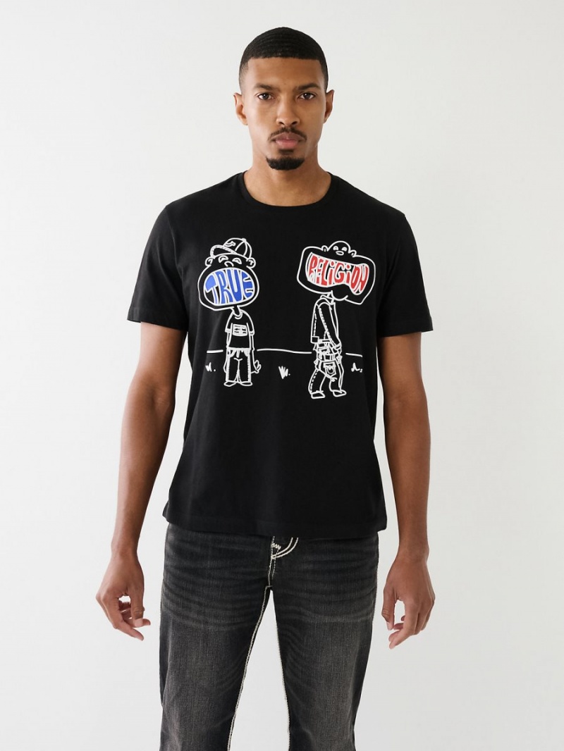 Black True Religion Relaxed Boy T Shirts | 9708-RITVY